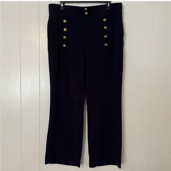 NEW NWT Chloé Iconic Trousers Slacks Pants Sailor Brass Buttons Navy Blue 42 - Picture 2 of 9